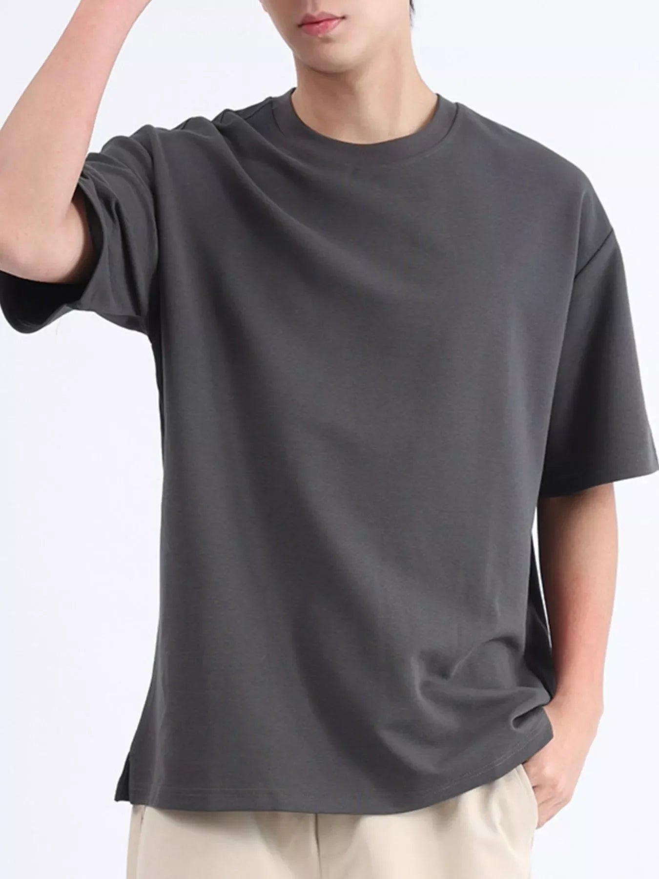 Men's Plus Size Solid Color Round Neck T-Shirt