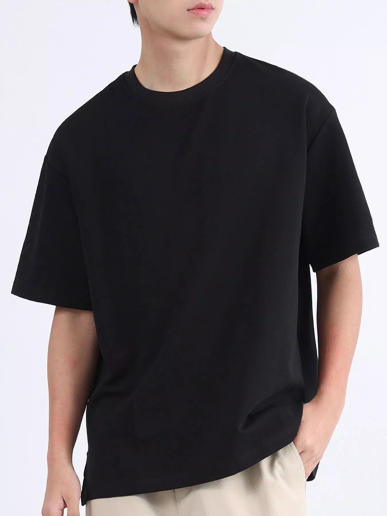 Men's Plus Size Solid Color Round Neck T-Shirt