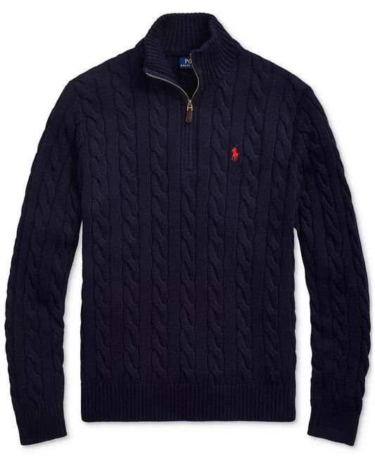 Ralph Ⅼauren | Half-Zip Cable-Knit Cotton Sweaters