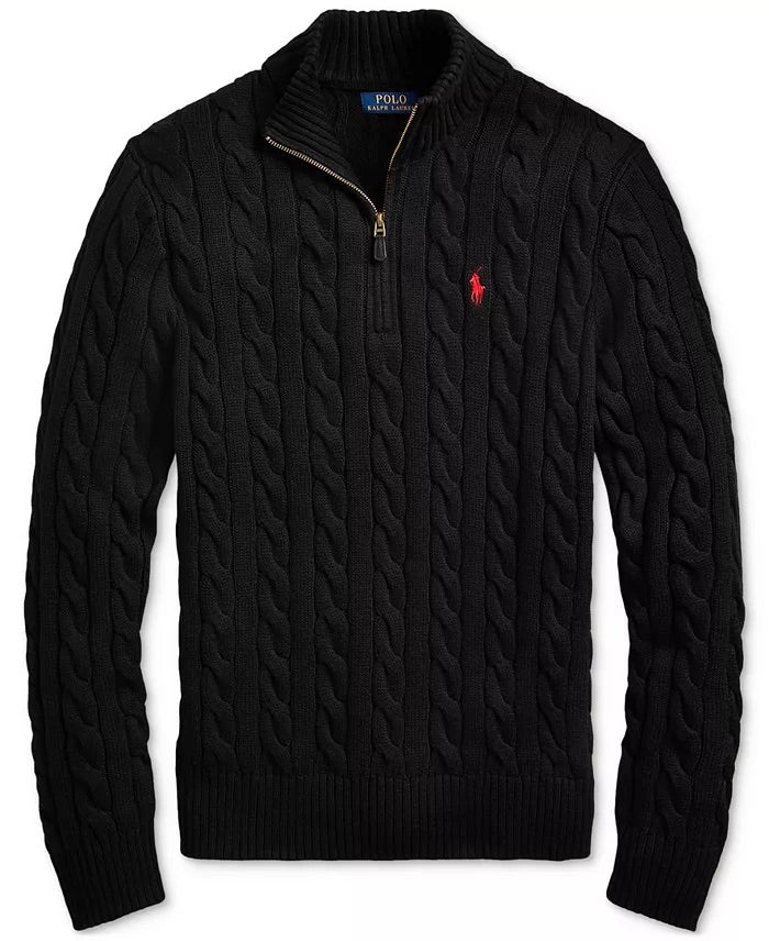 Ralph Ⅼauren | Half-Zip Cable-Knit Cotton Sweaters