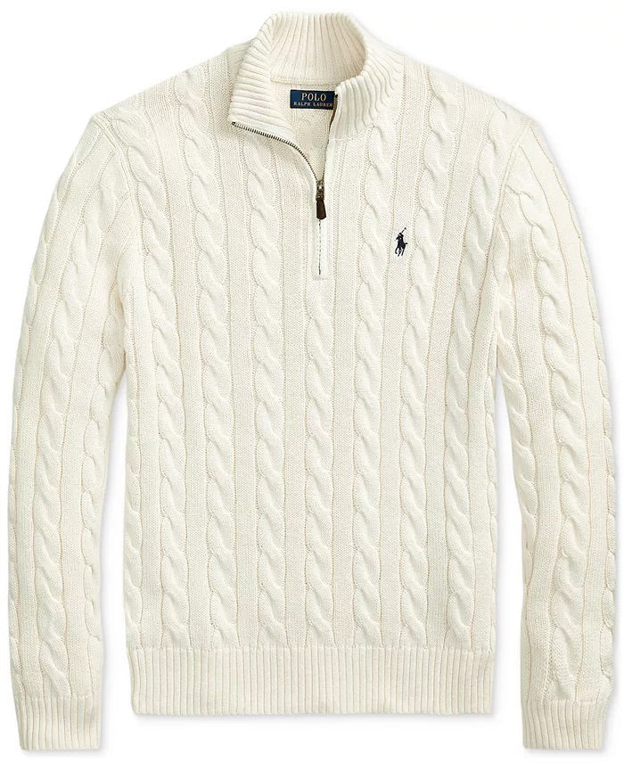 Ralph Ⅼauren | Half-Zip Cable-Knit Cotton Sweaters