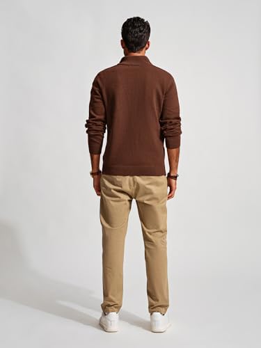 Mens Quarter Zip Pullover Sweaters Casual Slim Fit Knit Texture Sweater