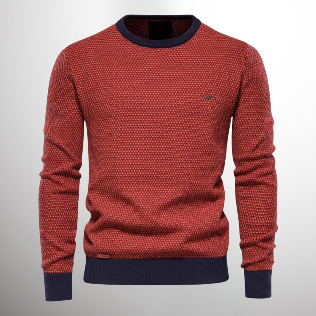 Men's Sweater – Round Neck – Textured Pattern – Long Sleeves – Comfortable Fit