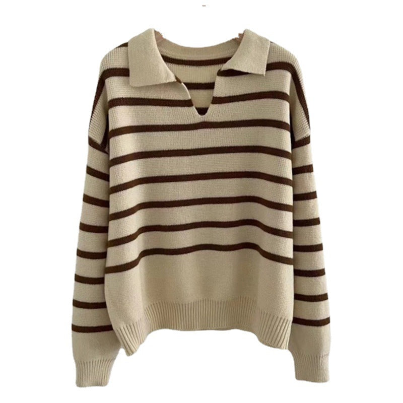 Women's Pullover Sweater Striped Loose Sweater