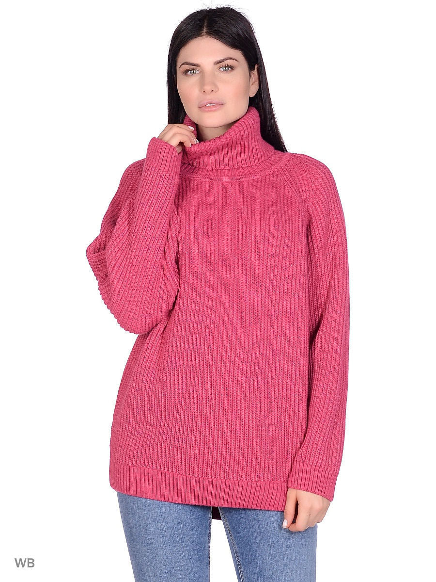 Women Work Business Casual Sweats Turtleneck Solid Color Loose Knitted Sweater