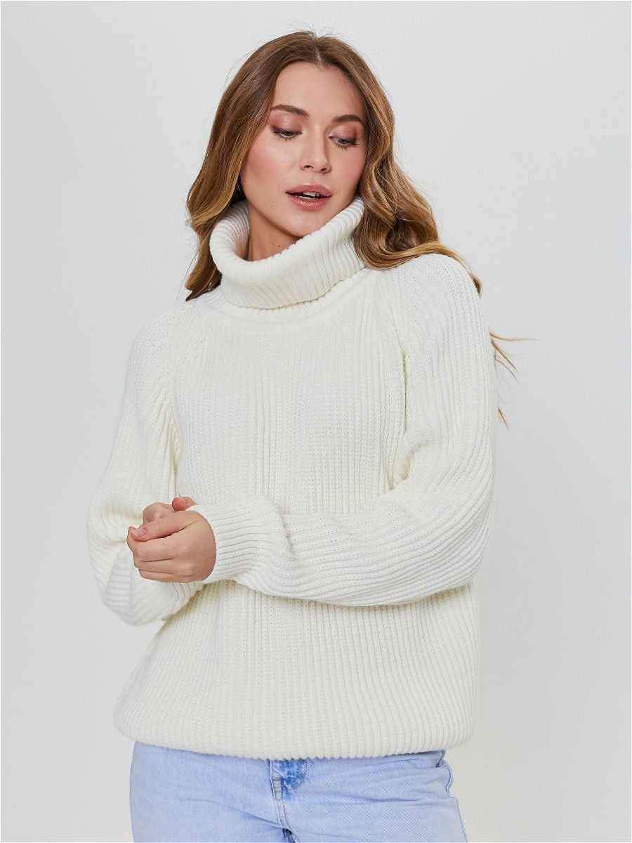 Women Work Business Casual Sweats Turtleneck Solid Color Loose Knitted Sweater