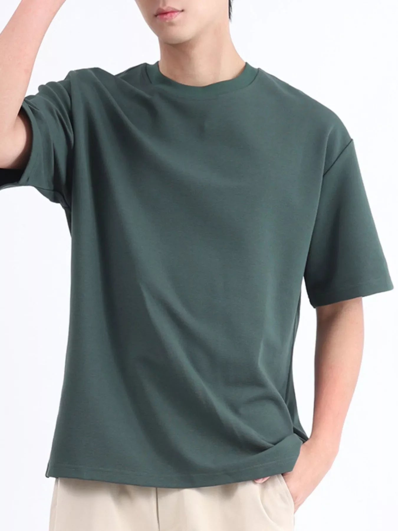 Men's Plus Size Solid Color Round Neck T-Shirt