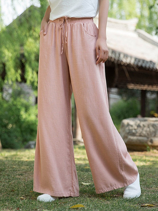 Women's Vintage Linen Wide Leg Pants
